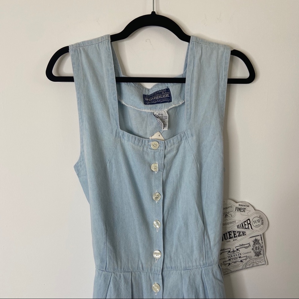 Squeeze Vintage Romper Button Front Tie Back Chambray - Picture 4 of 9